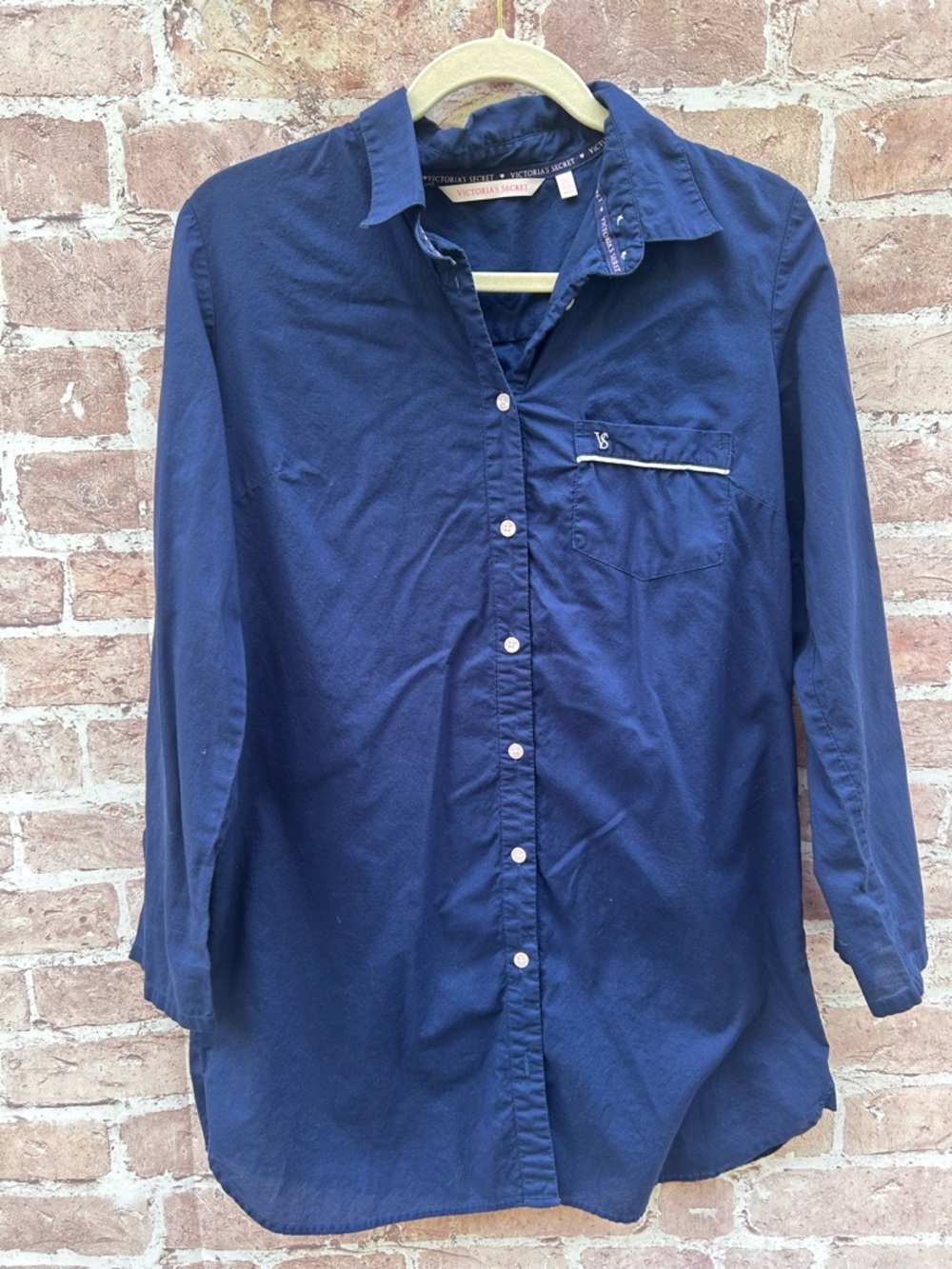VTG y2k Victoria's Secret size M Navy Button front sleep night Shirt